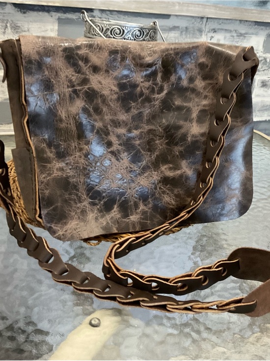 Bed Stu Handbags - Bed Stu NWOT Distressed Dark Brown Leather Crossbody with Braided Strap